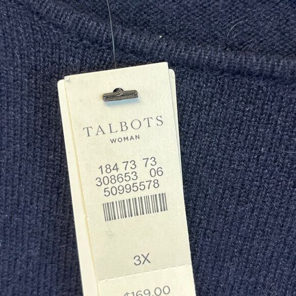 NWT TALBOTS WOMAN Sweater 3X Navy Blue Pure Cashmere Crew Neck Quiet Luxury NEW - Picture 5 of 11